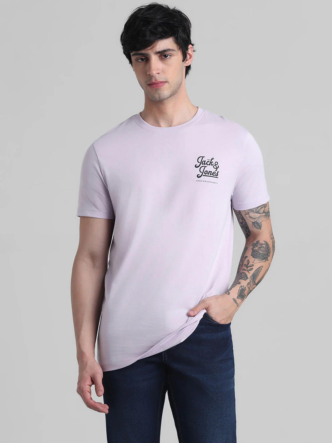 Lilac Chest Branding Crew Neck T-shirt - Image 2
