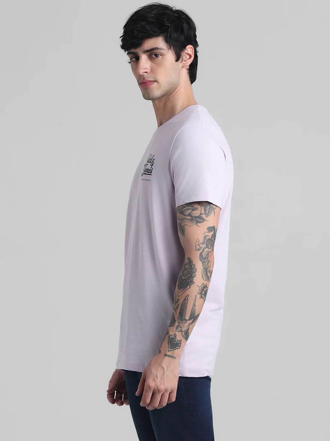 Lilac Chest Branding Crew Neck T-shirt - Image 3