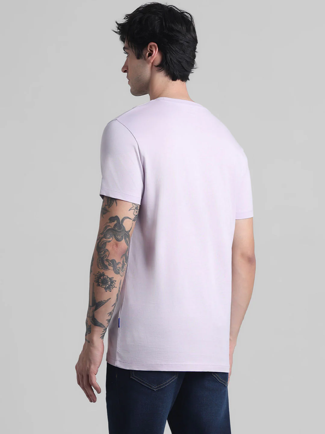 Lilac Chest Branding Crew Neck T-shirt - Image 4
