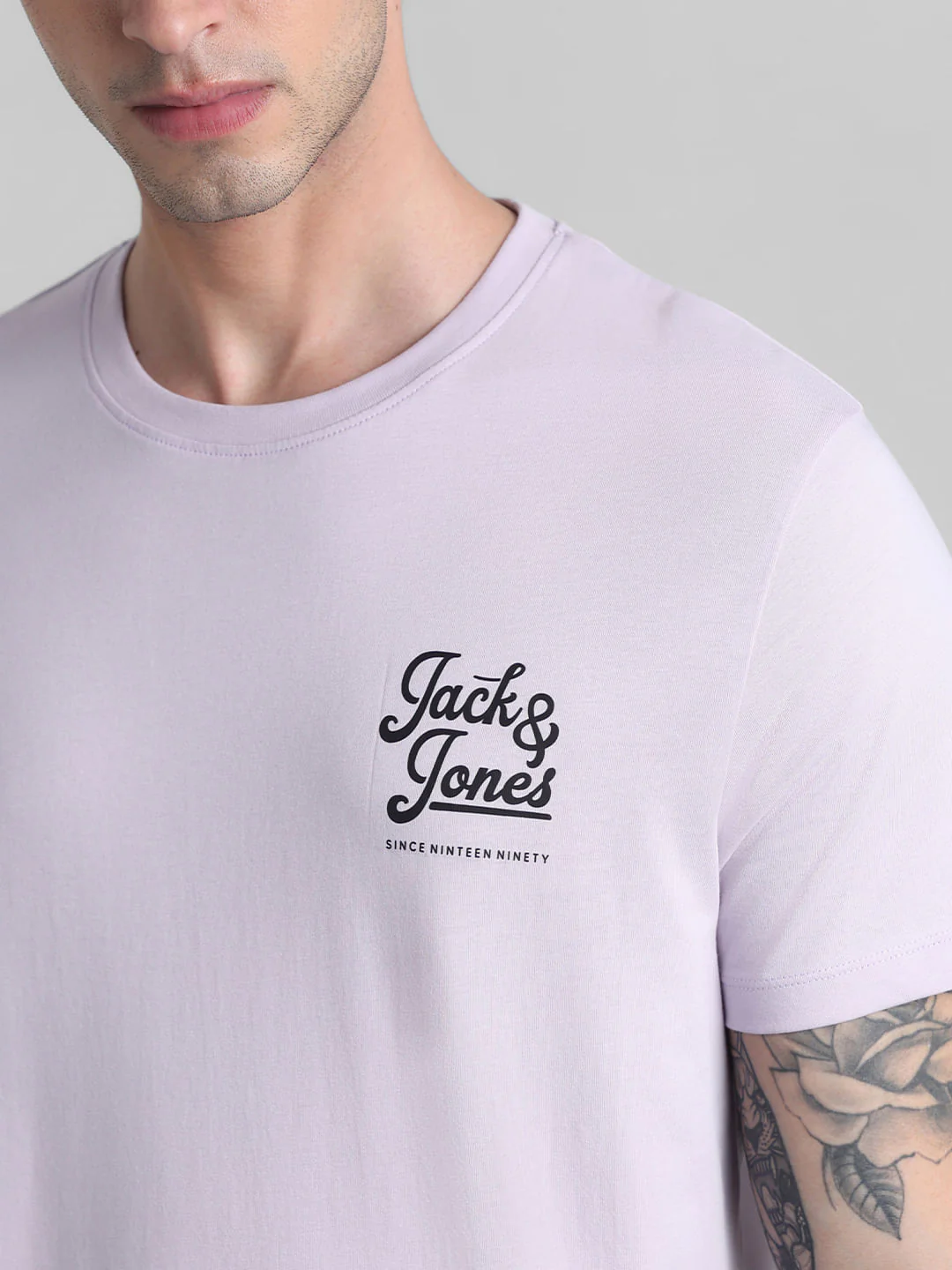 Lilac Chest Branding Crew Neck T-shirt - Image 5