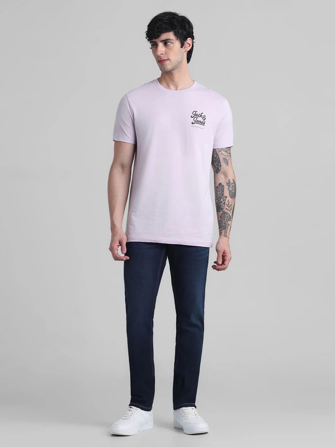 Lilac Chest Branding Crew Neck T-shirt - Image 6
