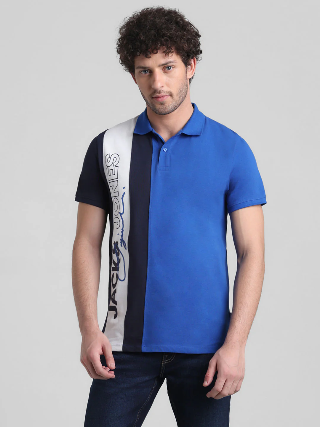 Blue Vertical Striped Cotton Polo - Image 2