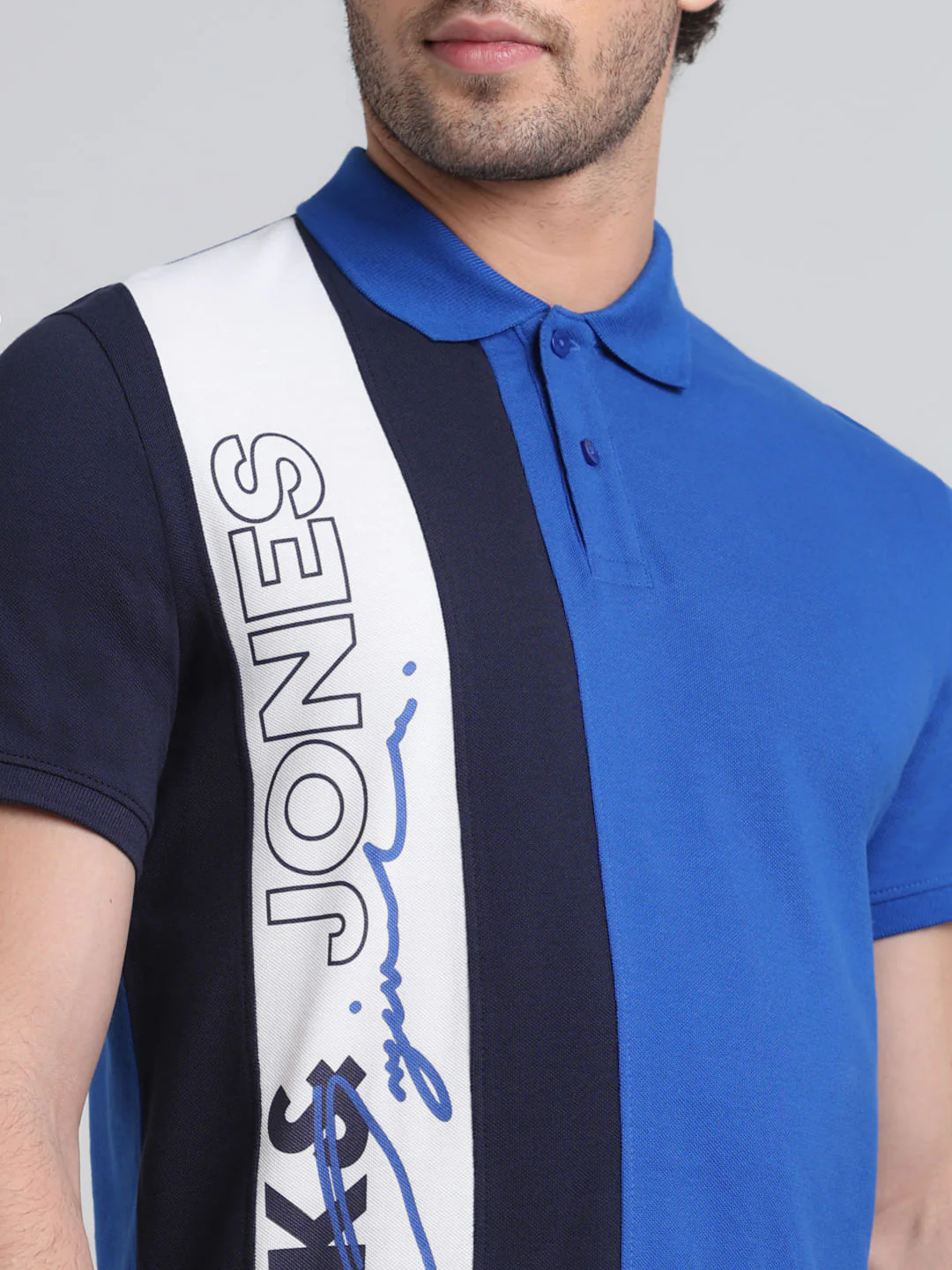 Blue Vertical Striped Cotton Polo - Image 5