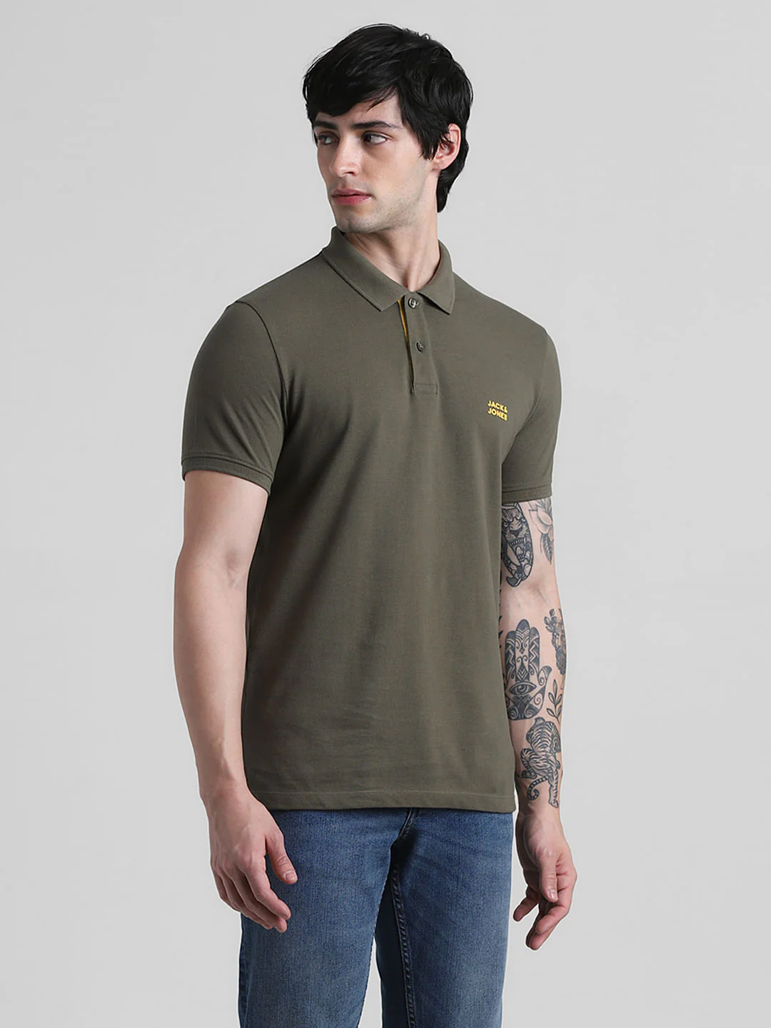 Green Logo Text Cotton Polo - Image 2
