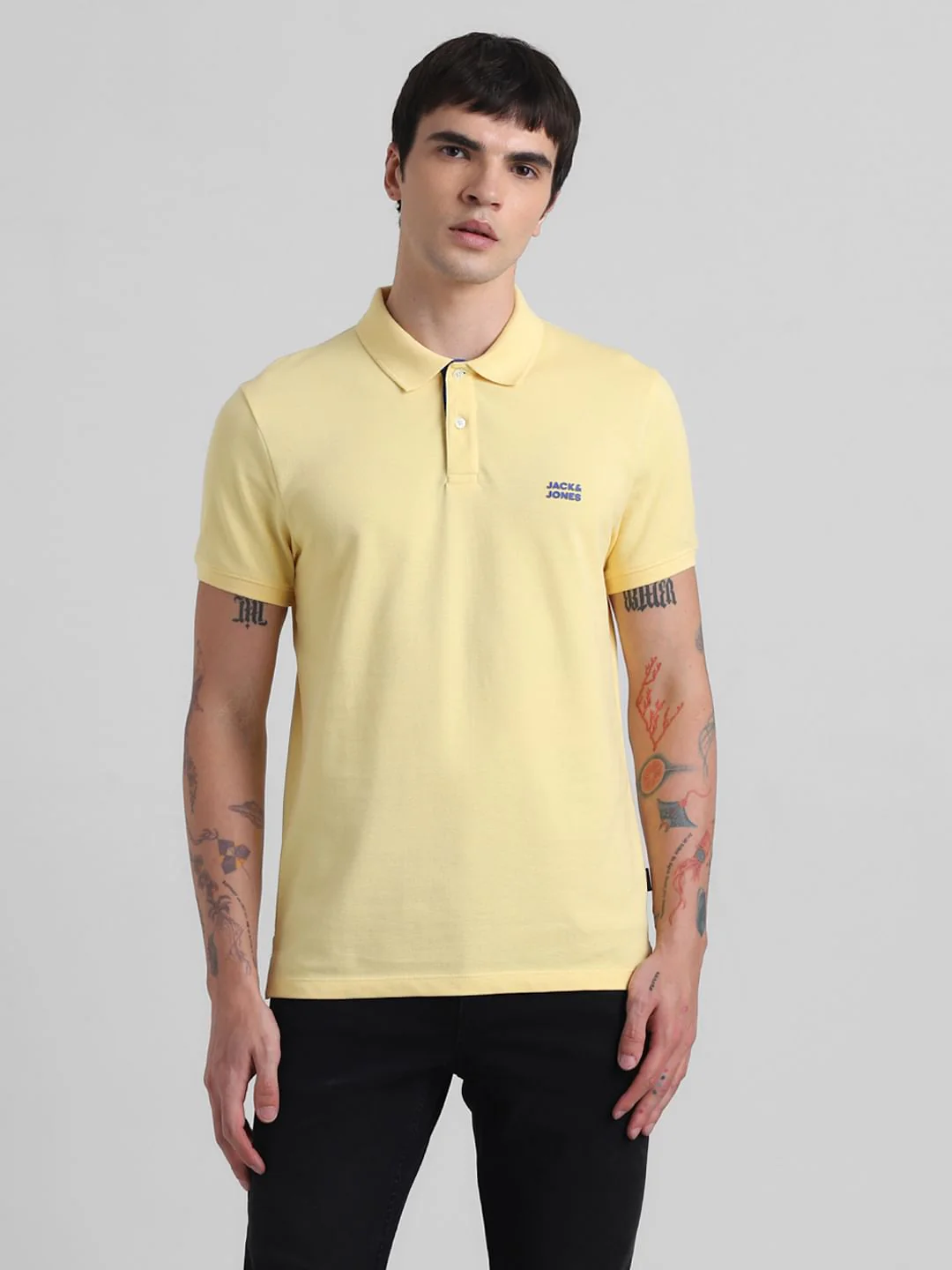 Yellow Logo Text Cotton Polo - Image 2