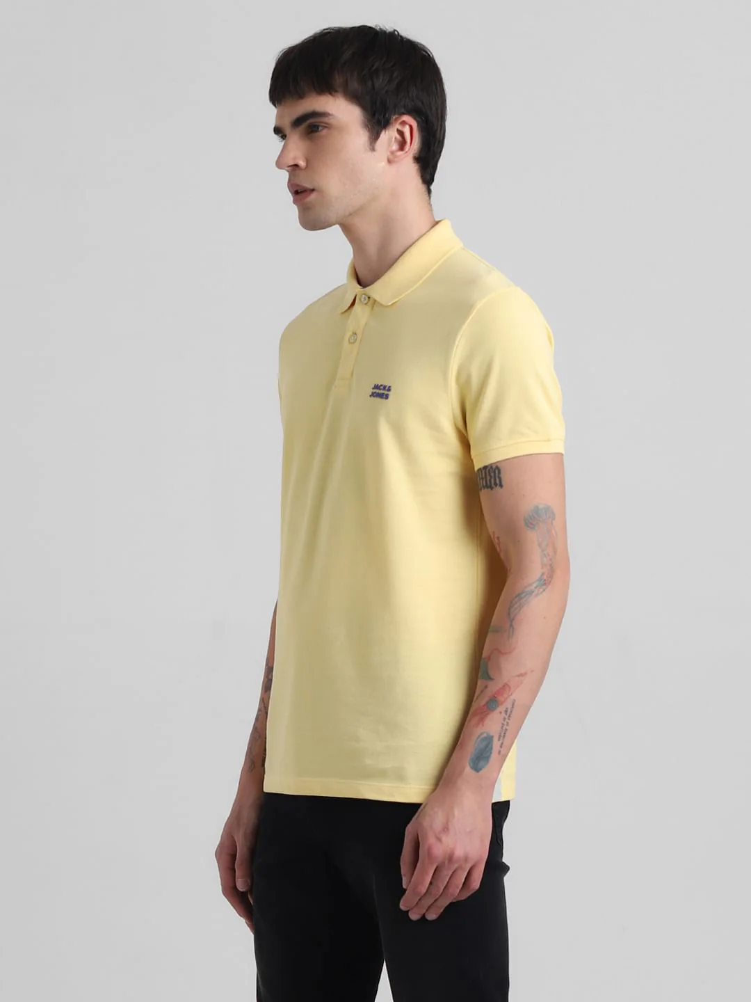 Yellow Logo Text Cotton Polo - Image 3
