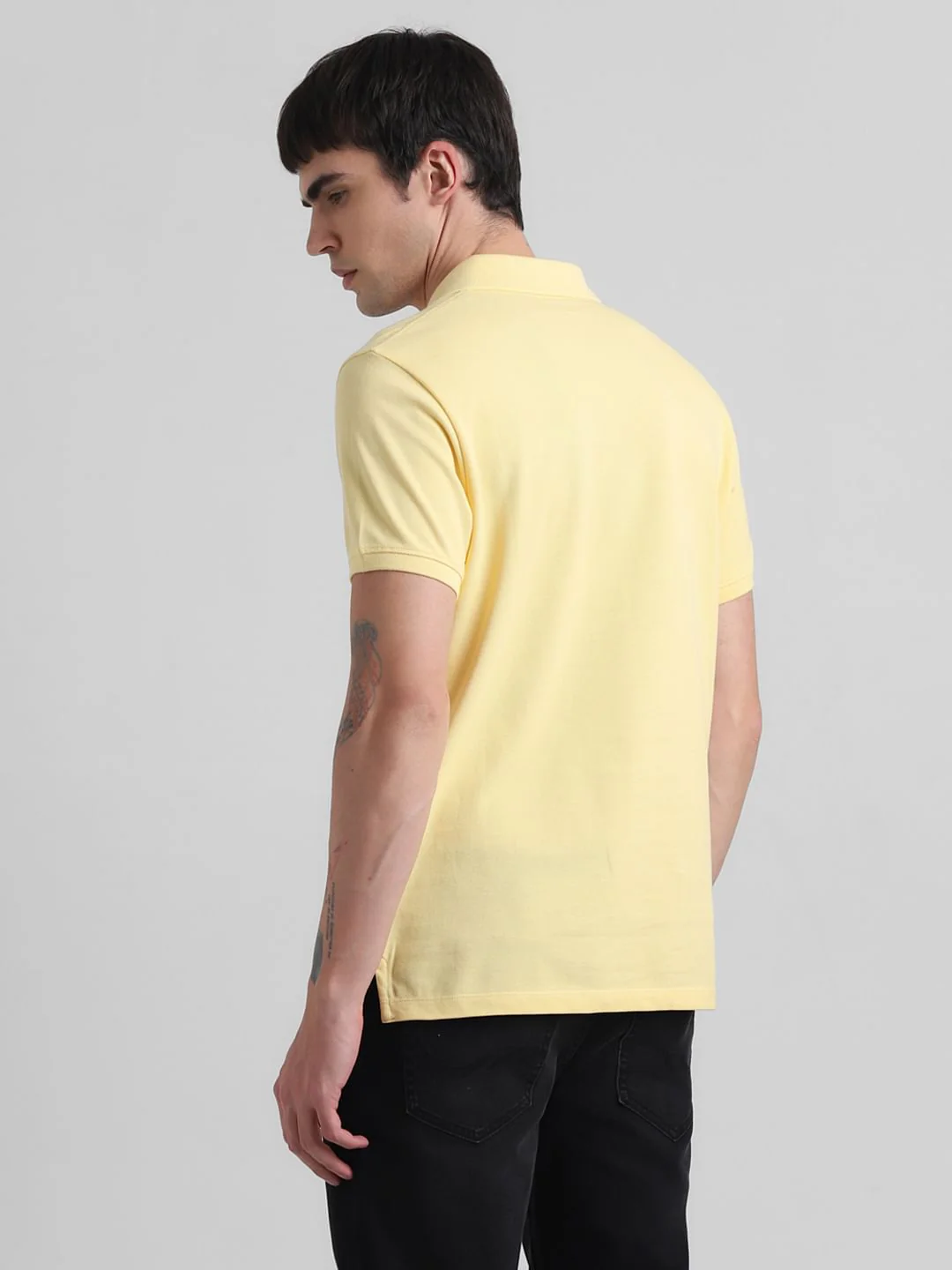 Yellow Logo Text Cotton Polo - Image 4