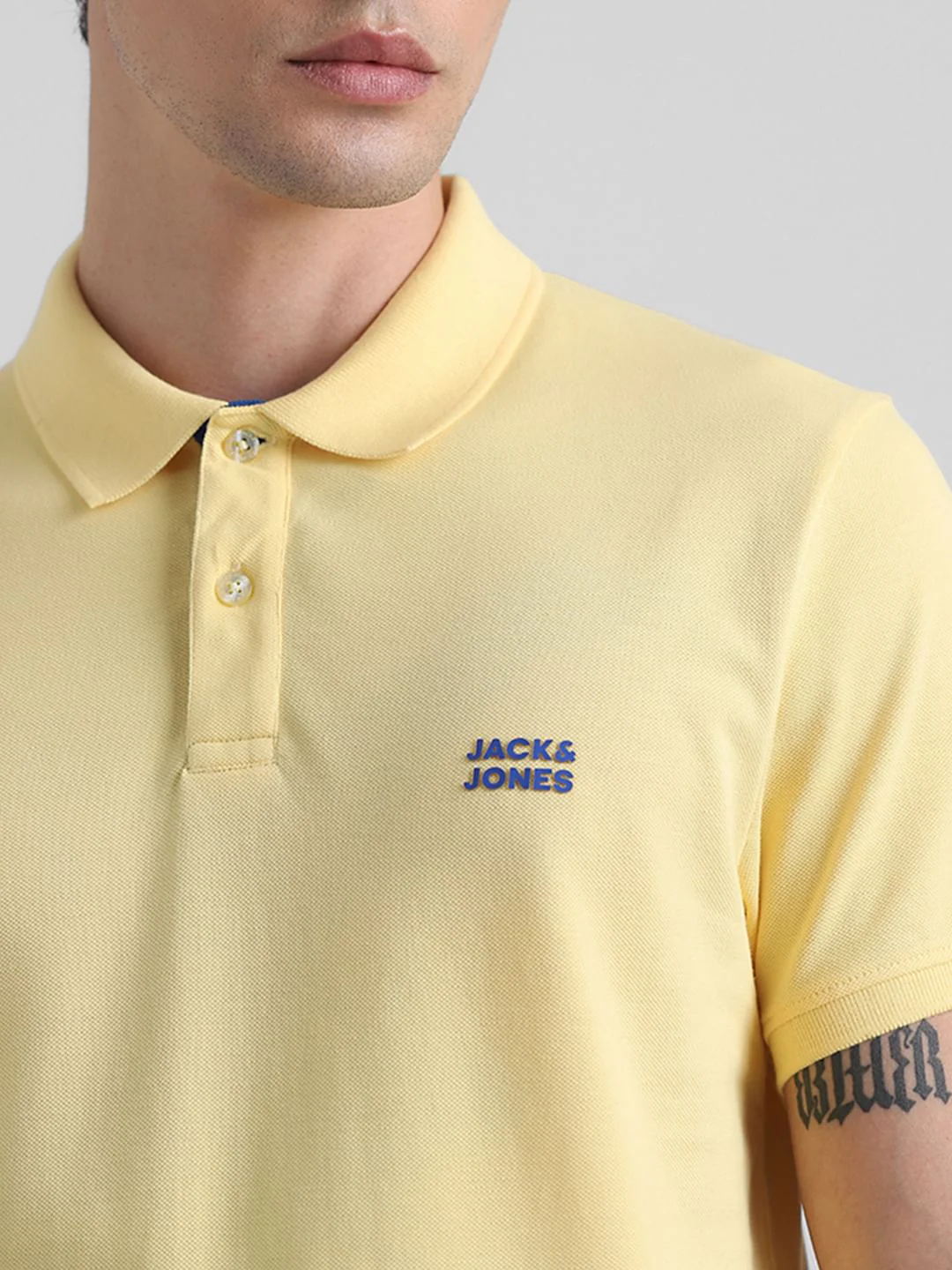 Yellow Logo Text Cotton Polo - Image 5