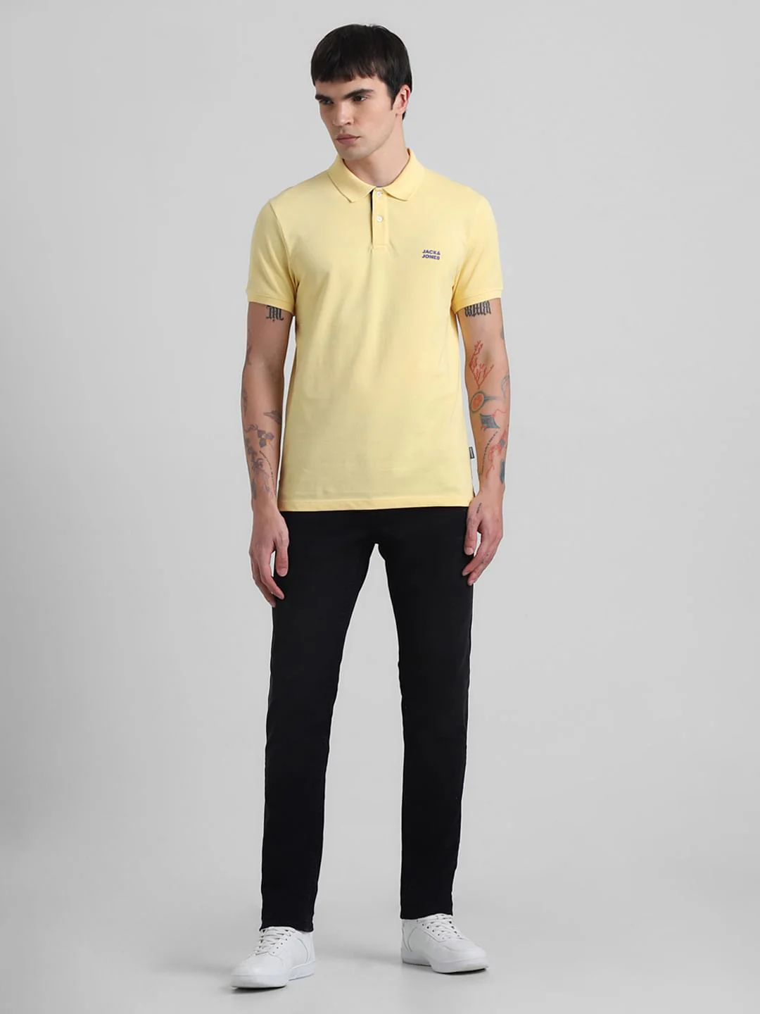 Yellow Logo Text Cotton Polo - Image 6