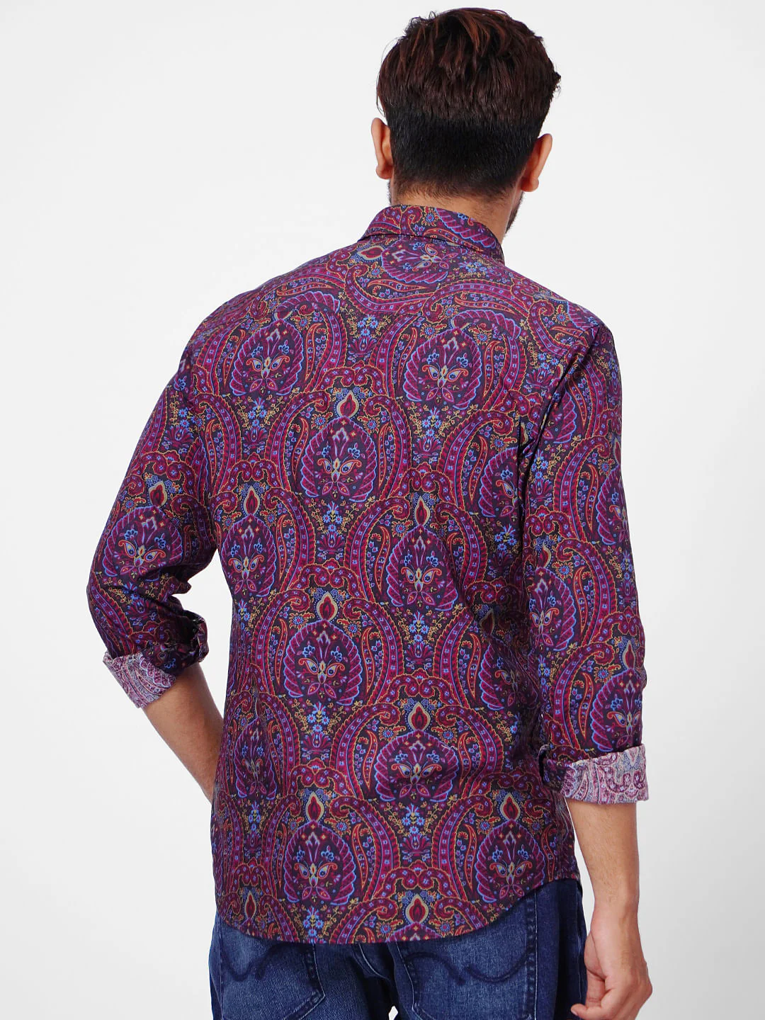 Maroon Paisley Print Full Sleeves Shirt - Image 4