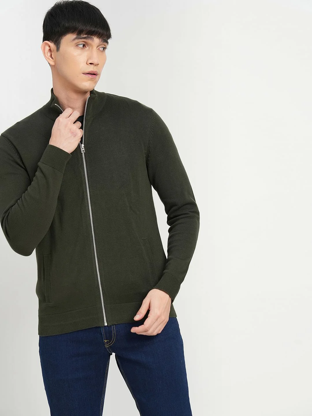 Green Zip-Up Cardigan - Image 2