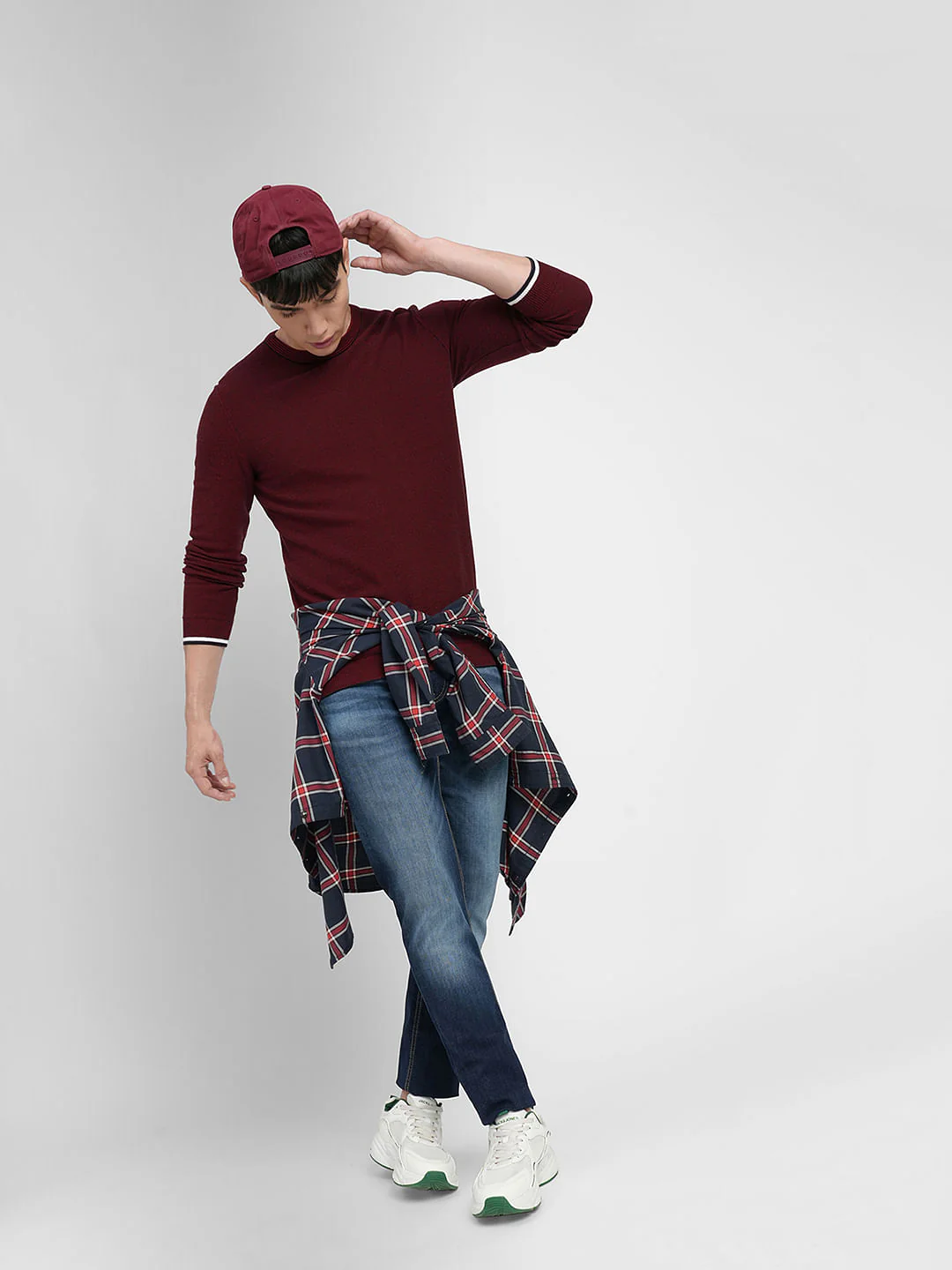 Dark Red Cotton Pullover