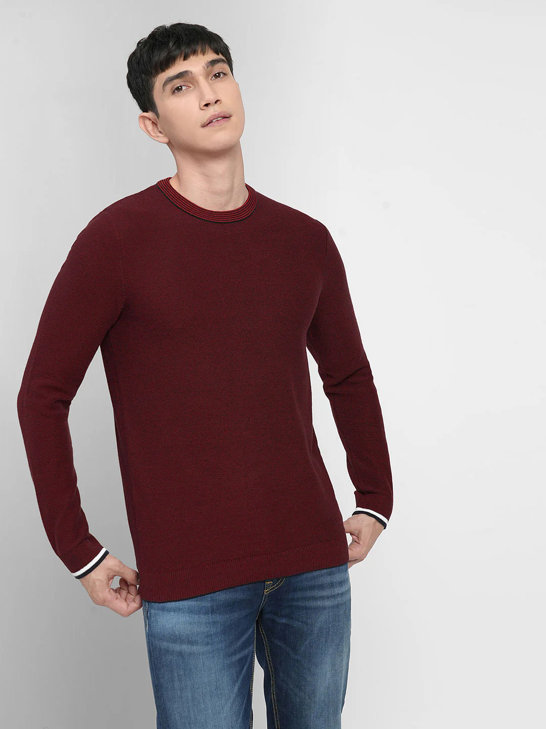 Dark Red Cotton Pullover - Image 3