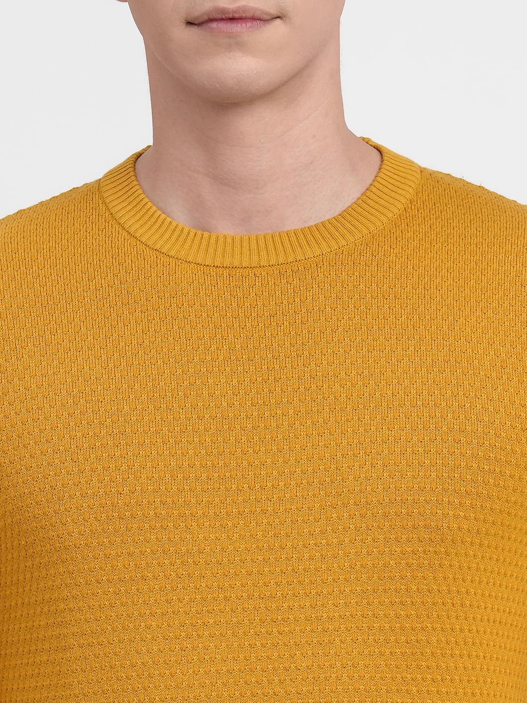 Mustard Textured Cotton Sweater - Image 5