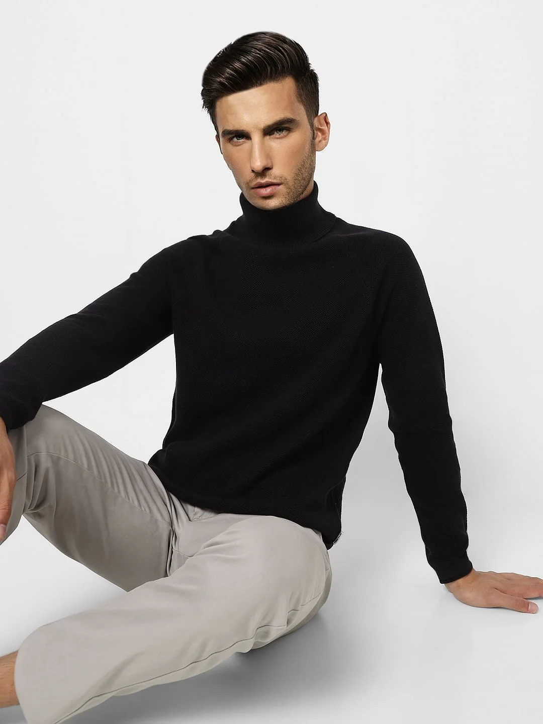 Black Roll Neck Pullover
