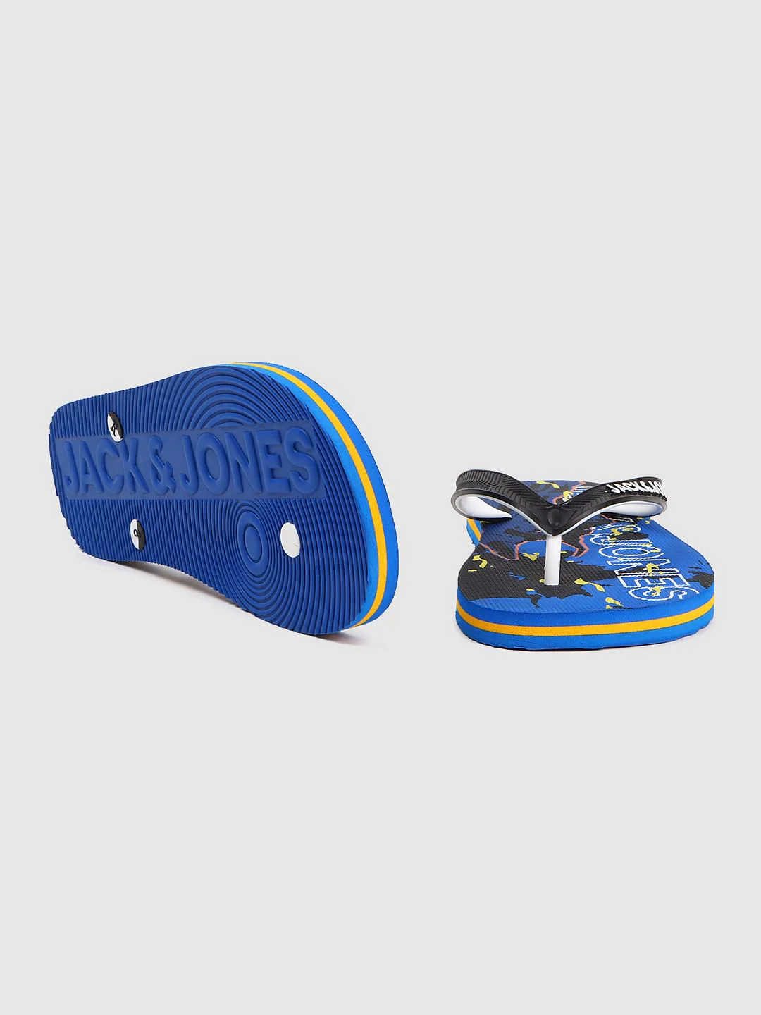 Blue Abstract Print Flip Flops