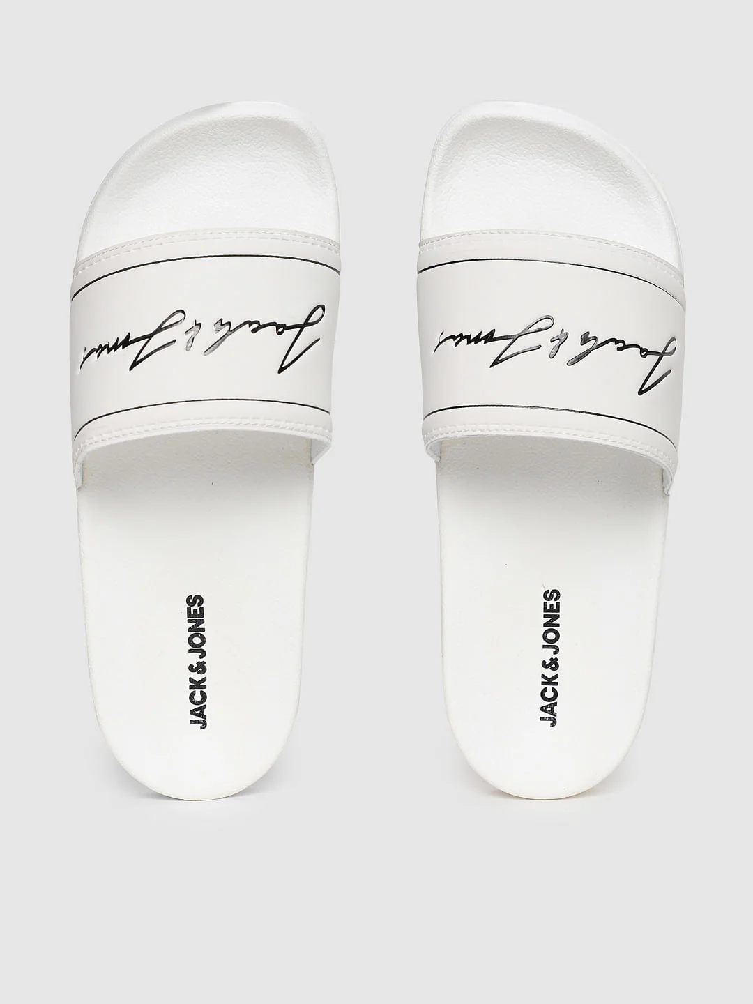 White Logo Print Pool Sliders