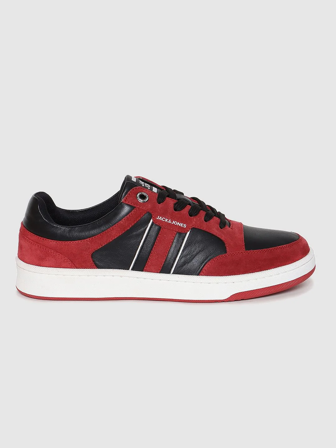 Red Colourblocked Suede Sneakers