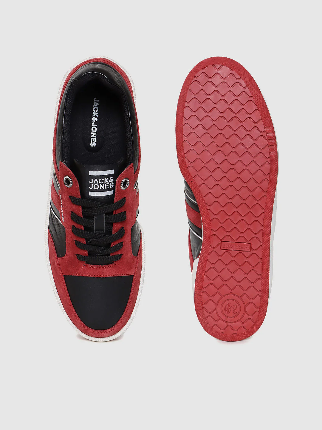 Red Colourblocked Suede Sneakers - Image 4
