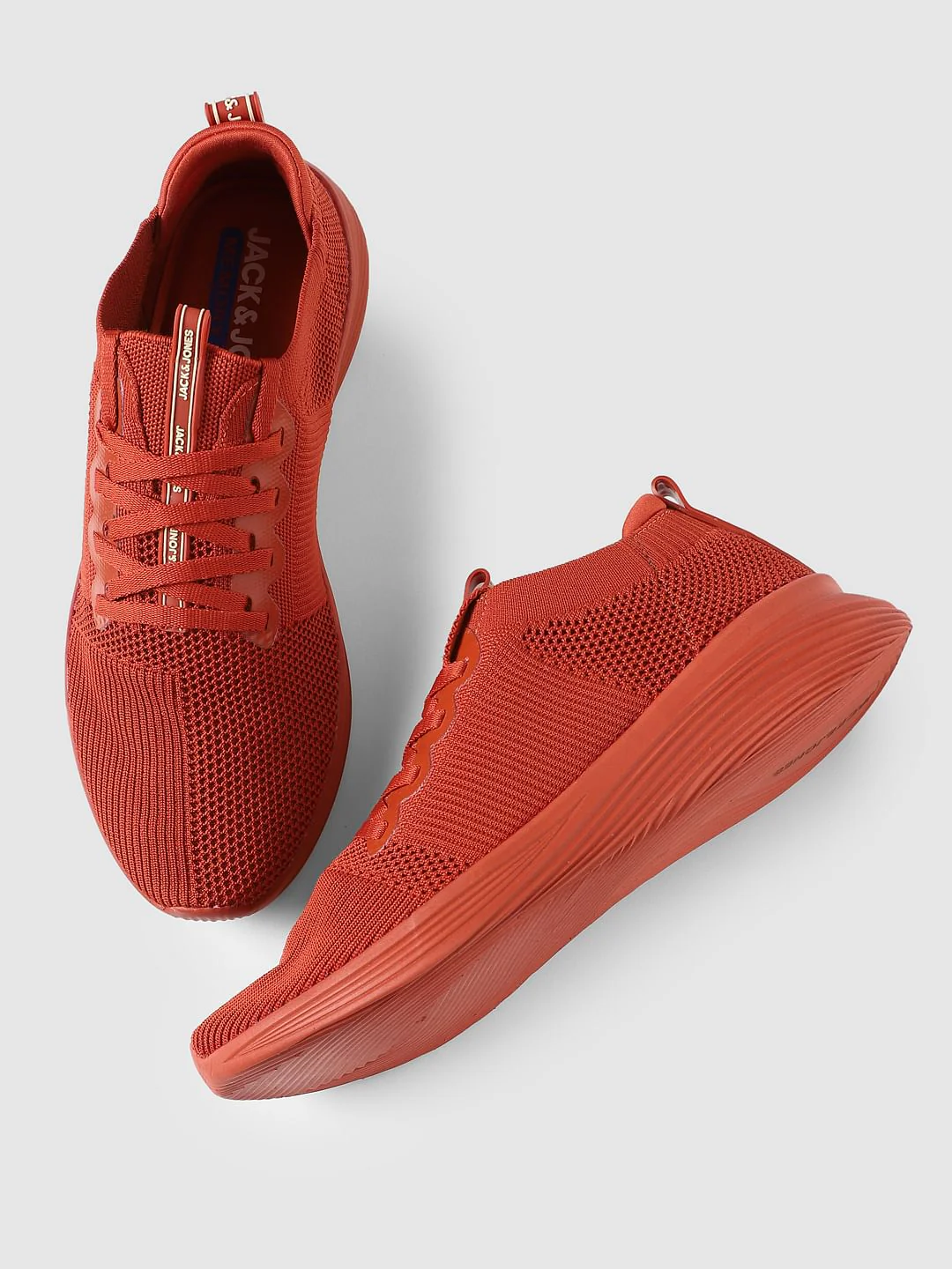 Orange Stretch Knit Sneakers - Image 4