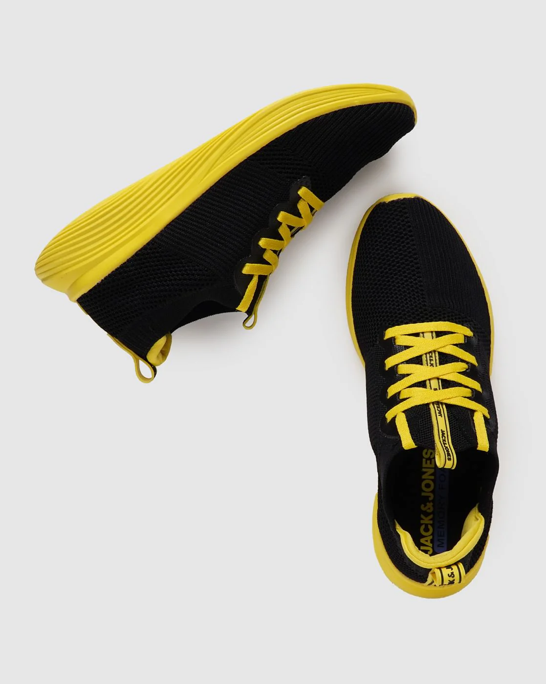 Black & Yellow Lace Up Sneakers - Image 3