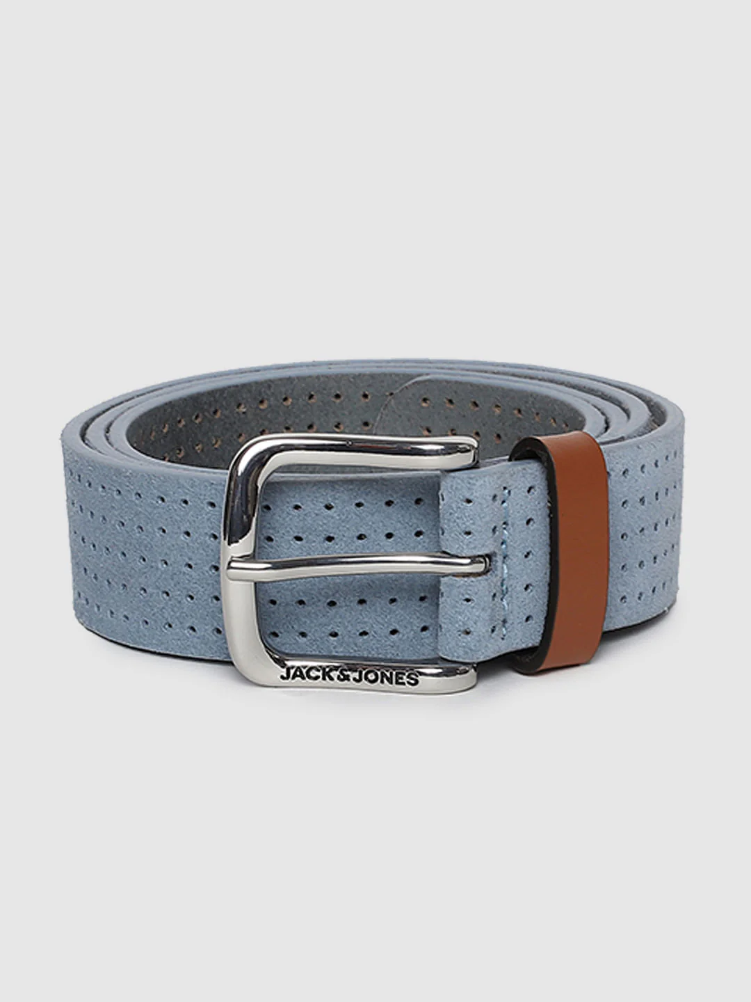 Blue Patterned Leather Belt