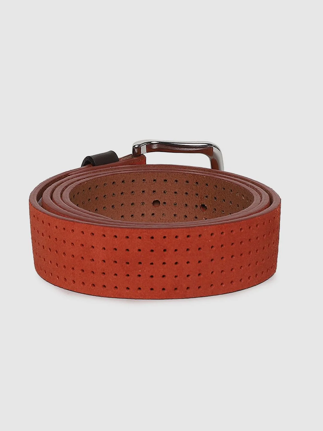 Burnt Orange Patterned Leather Belt - Image 2