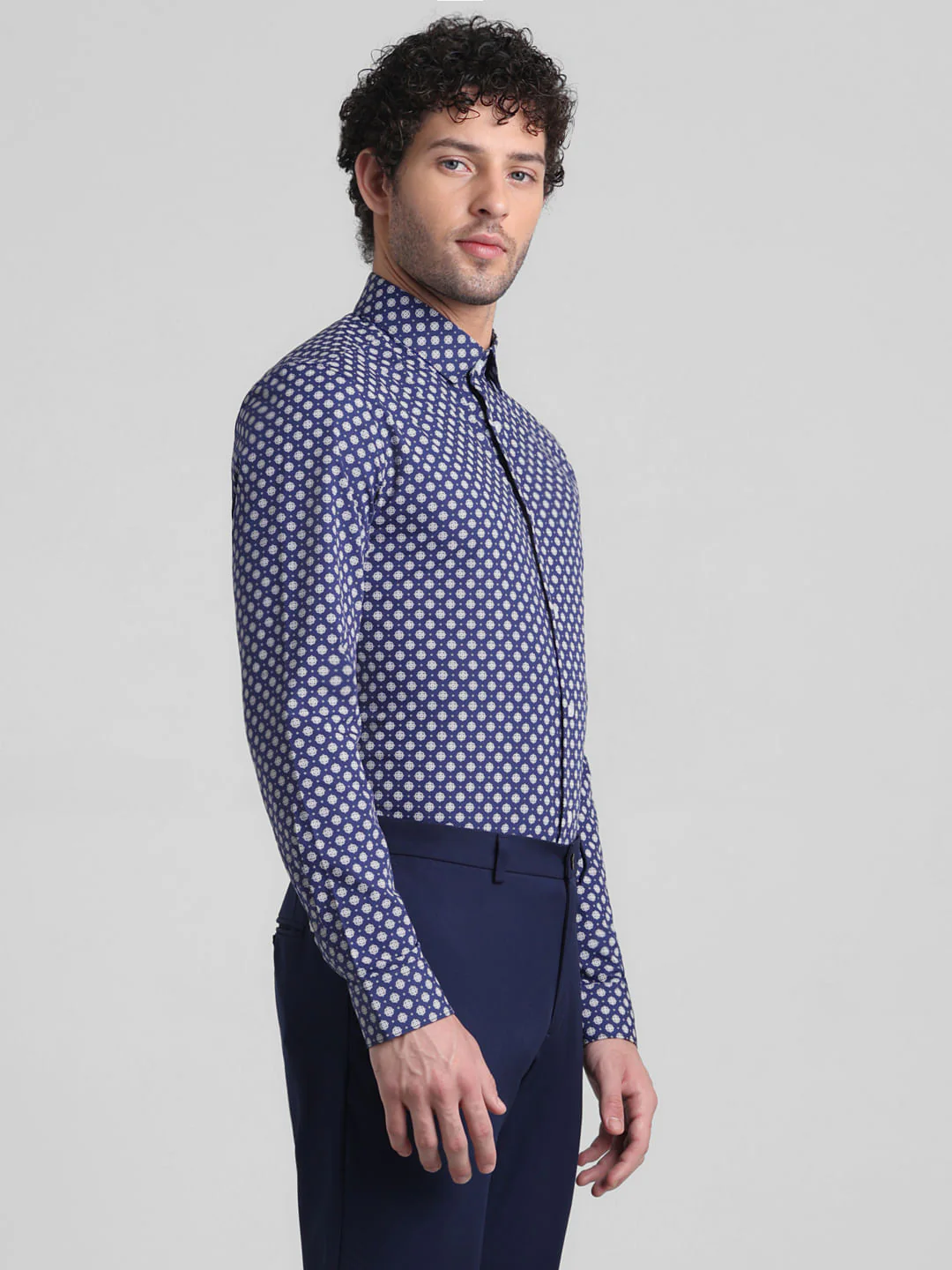 Blue Polka Dot Full Sleeves Shirt - Image 3