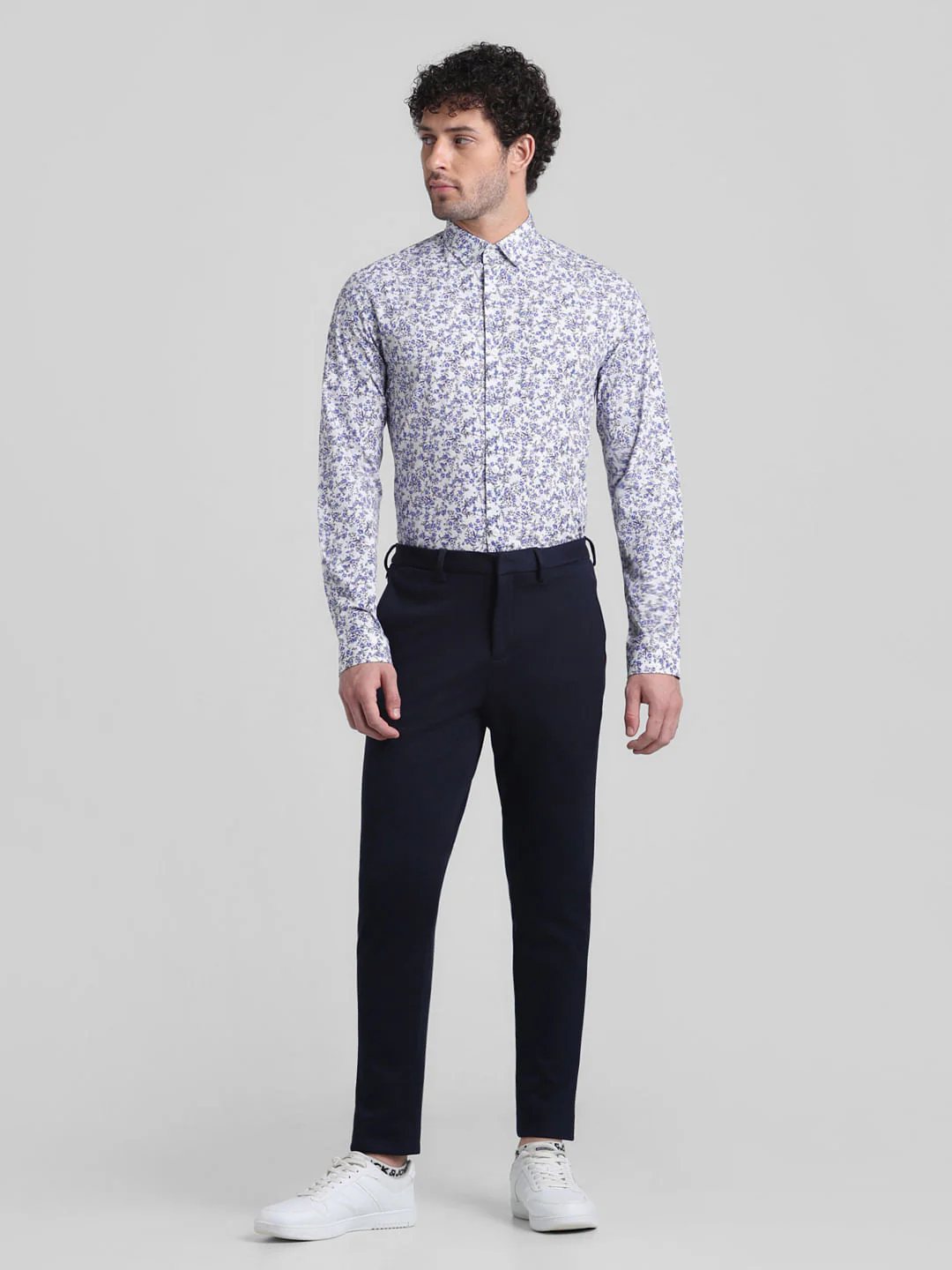 Blue Floral Print Full Sleeves Shirt - Image 6
