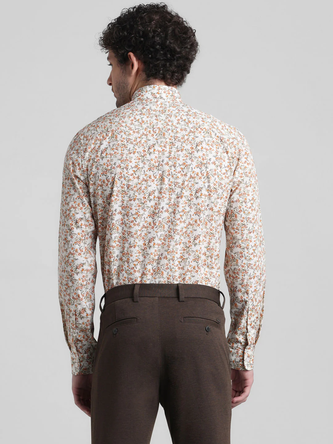 Beige Floral Print Full Sleeves Shirt - Image 4