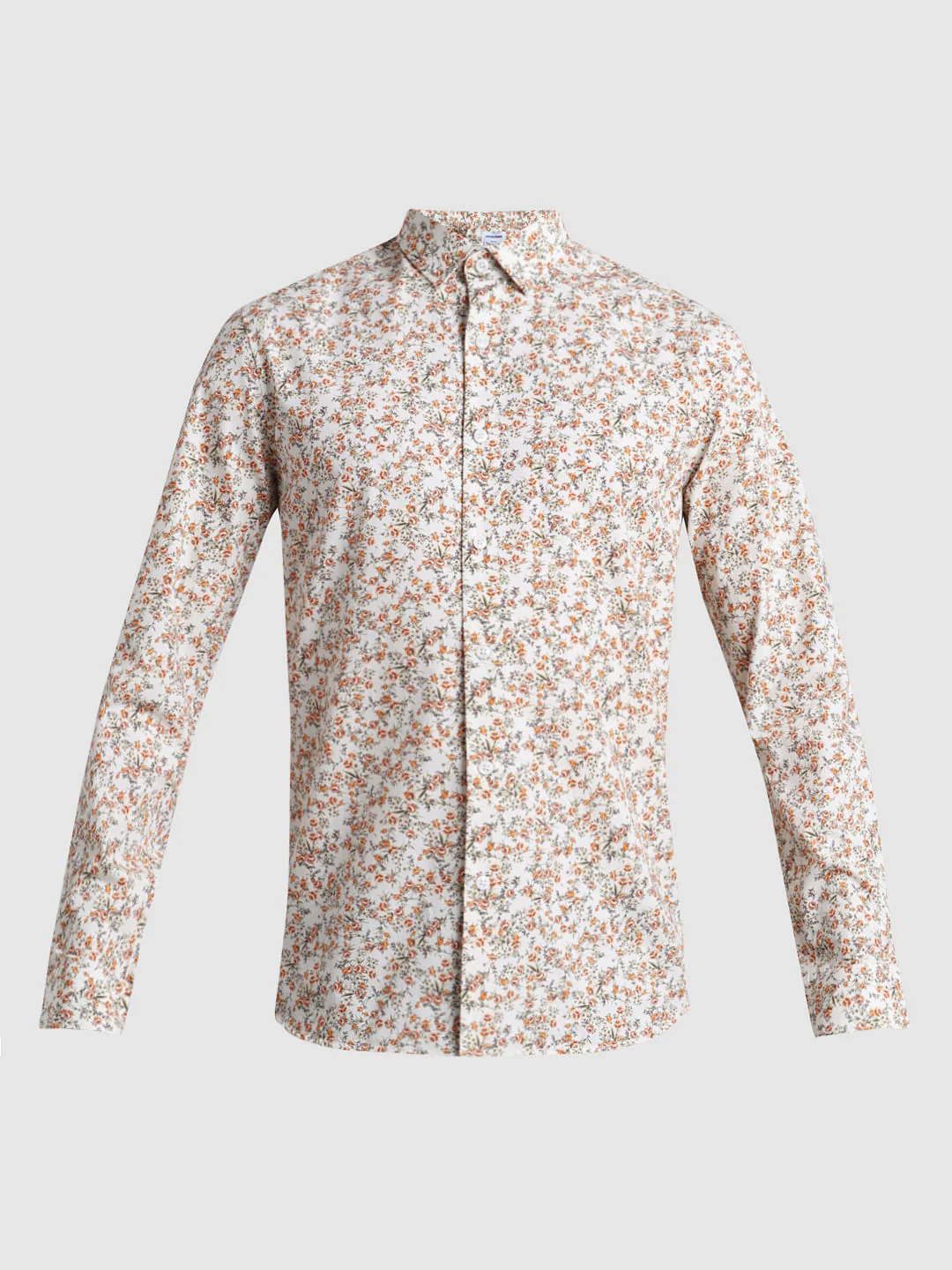 Beige Floral Print Full Sleeves Shirt - Image 7