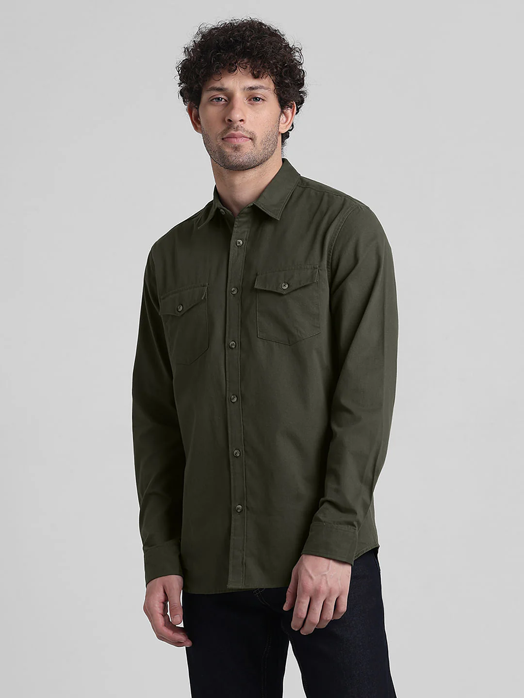 Green Patch Pocket Cotton Shirt - Image 2