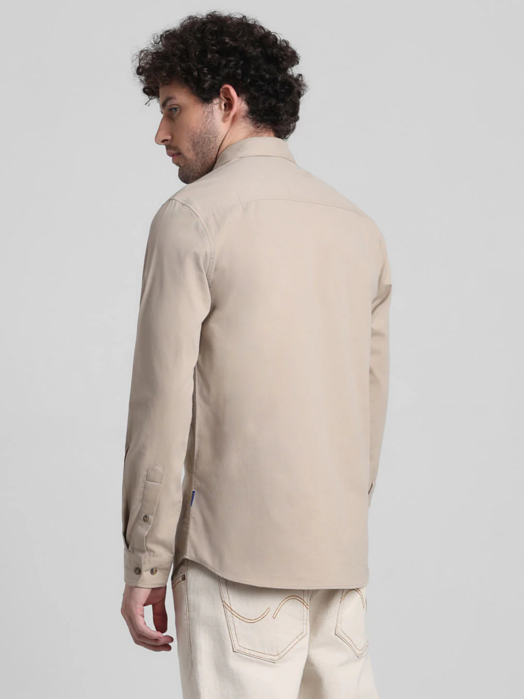 Beige Patch Pocket Cotton Shirt - Image 4
