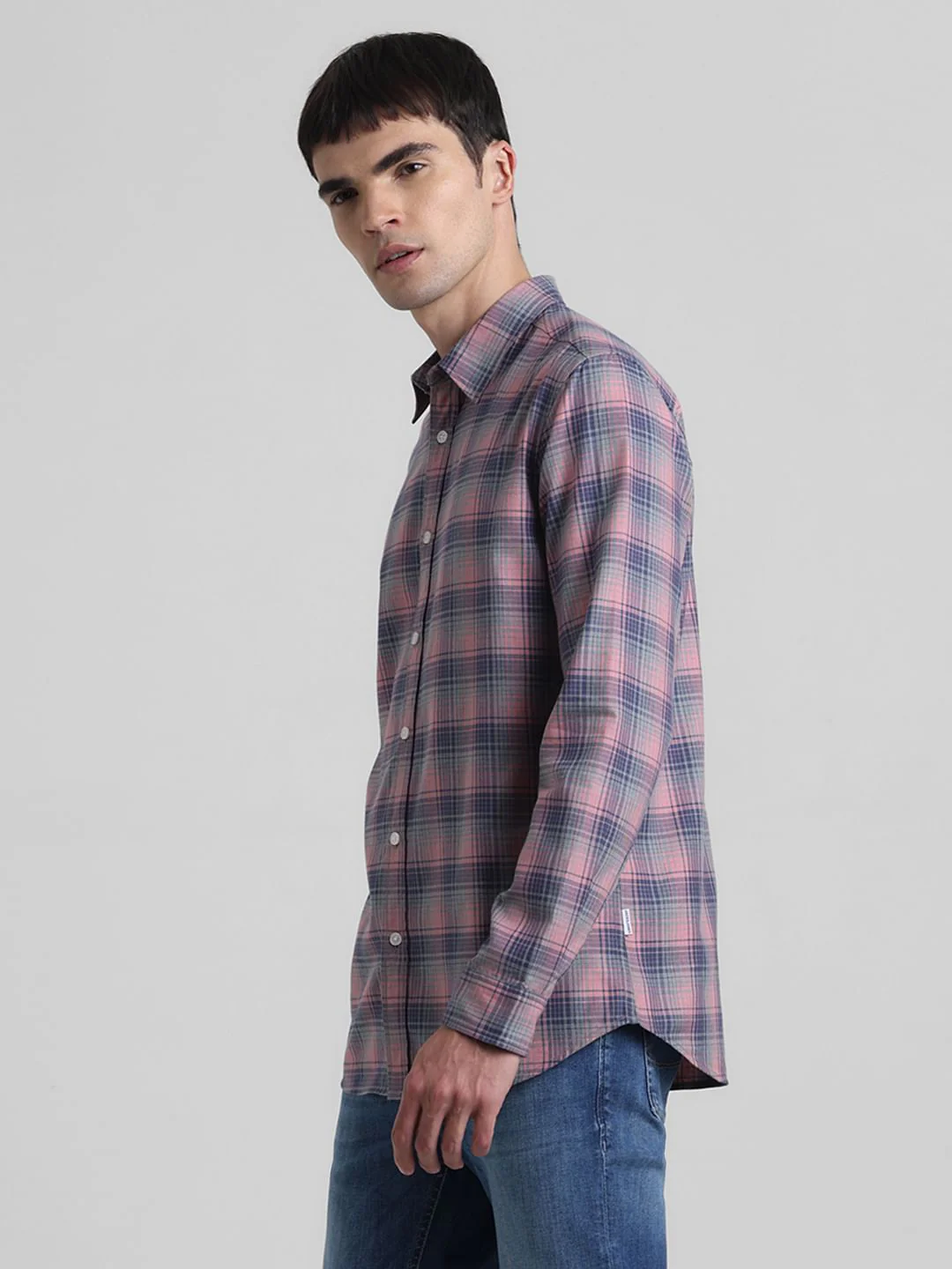 Pink Check Print Full Sleeves Shirt - Image 3
