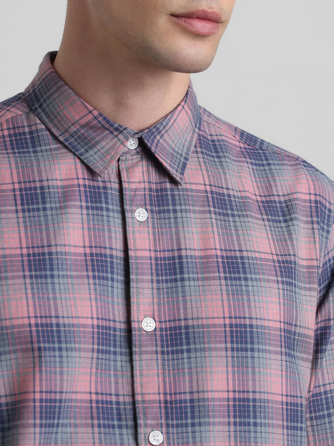 Pink Check Print Full Sleeves Shirt - Image 5