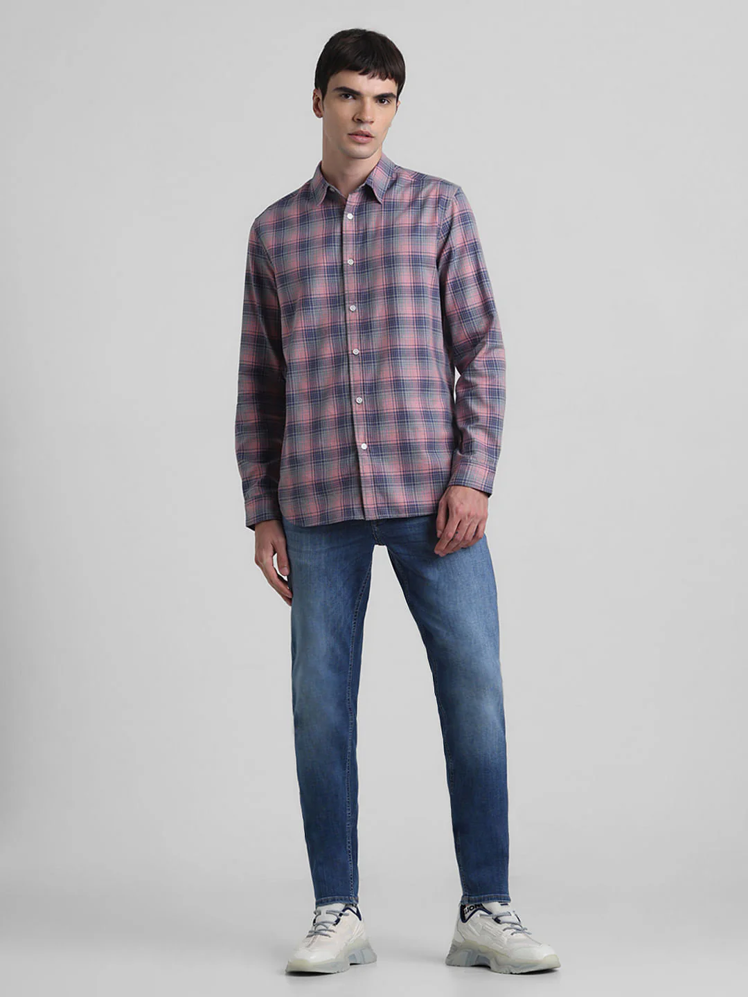 Pink Check Print Full Sleeves Shirt - Image 6