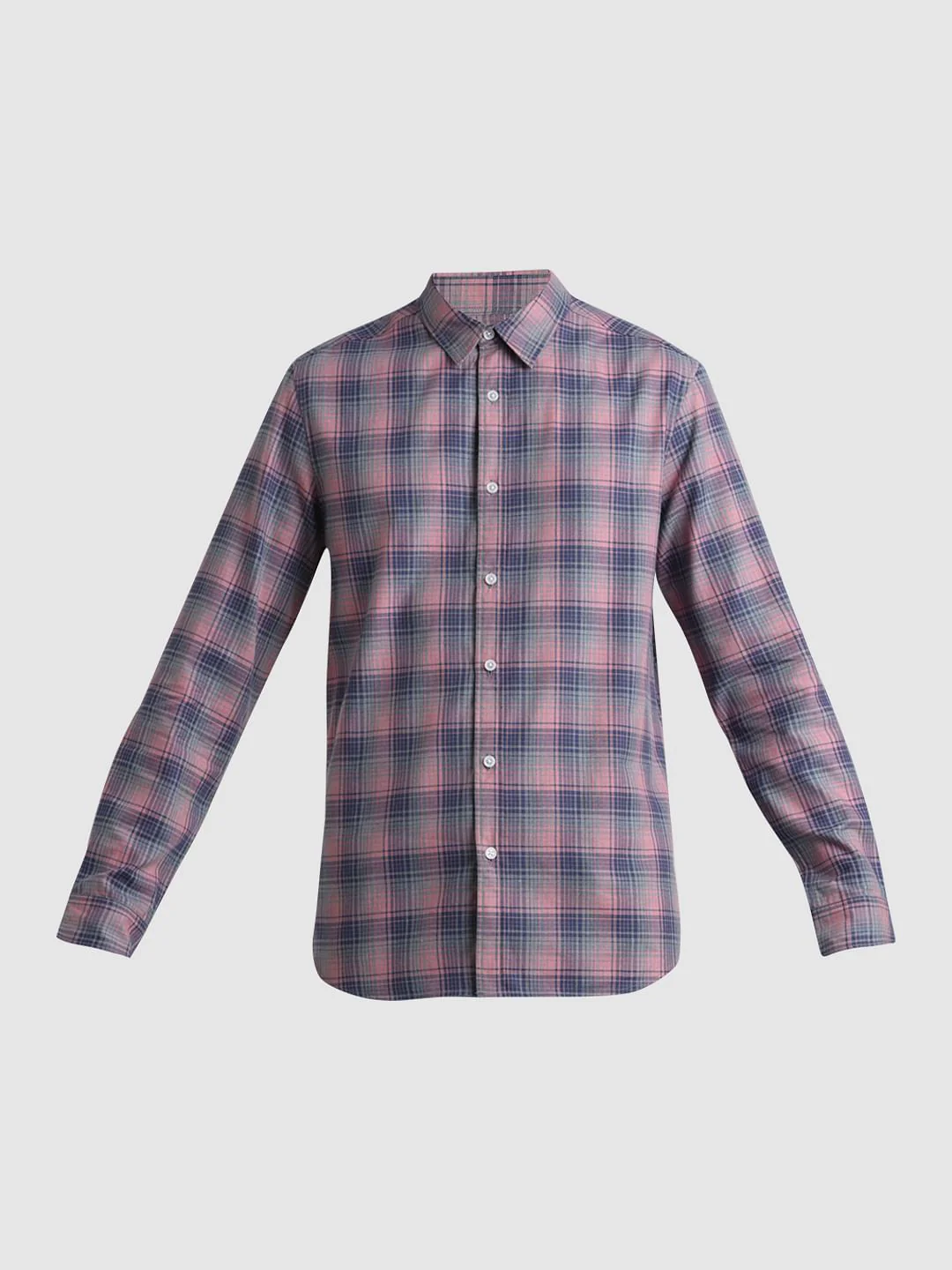 Pink Check Print Full Sleeves Shirt - Image 7