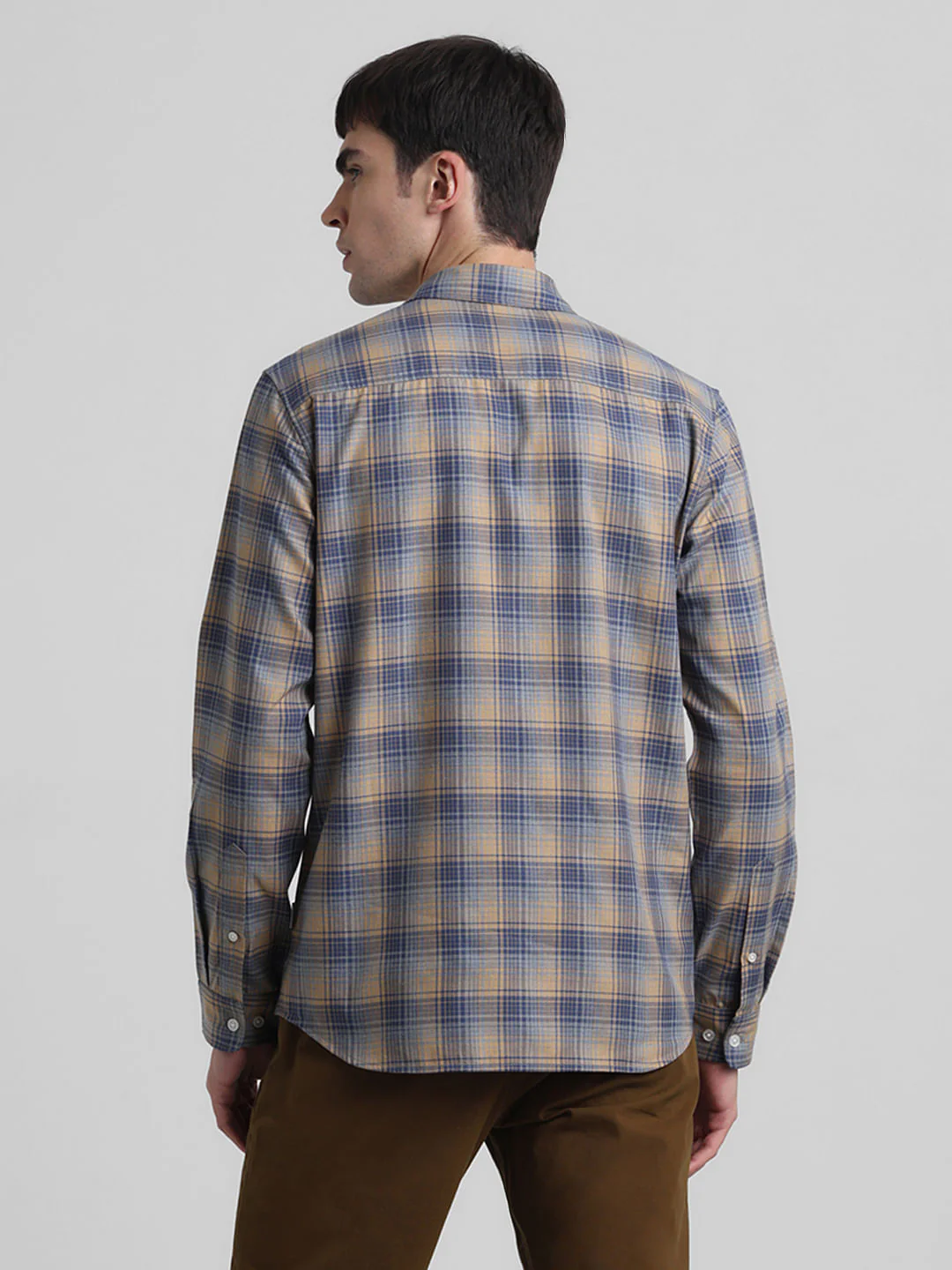 Yellow Check Print Full Sleeves Shirt - Image 4