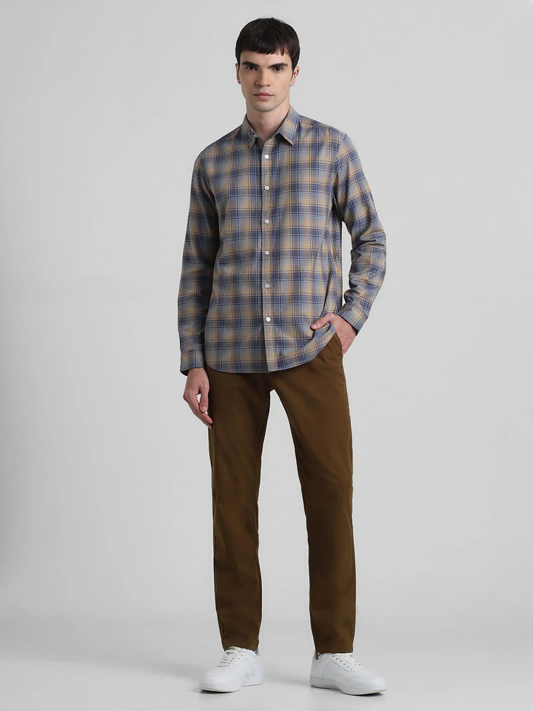 Yellow Check Print Full Sleeves Shirt - Image 6