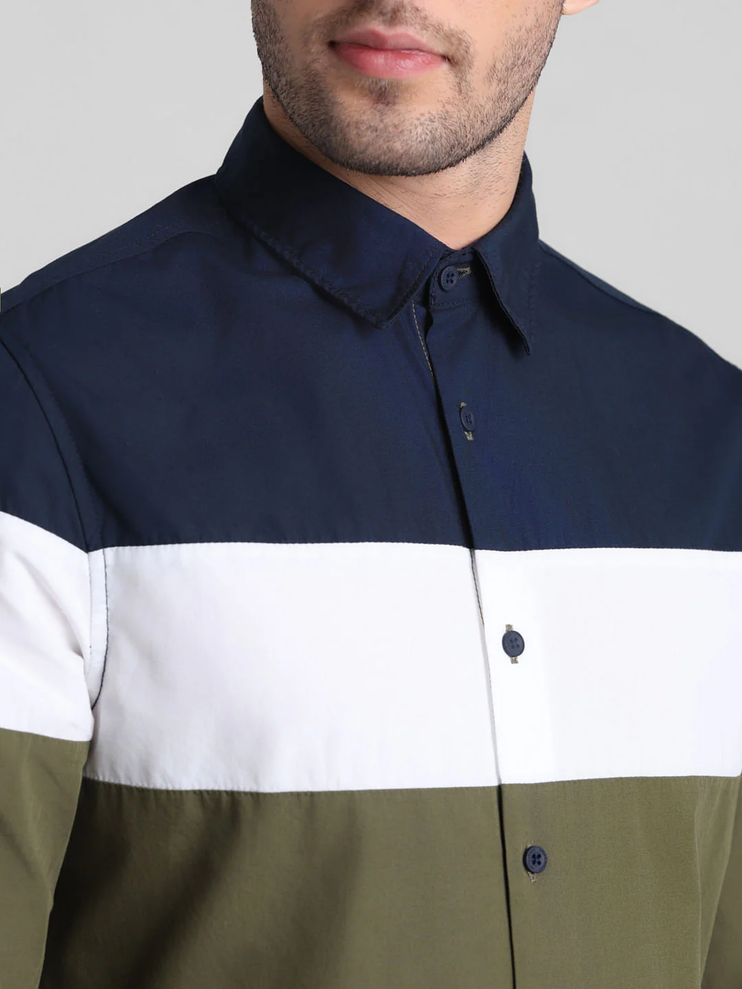 Green Colourblocked Full Sleeves Shirt - Image 5