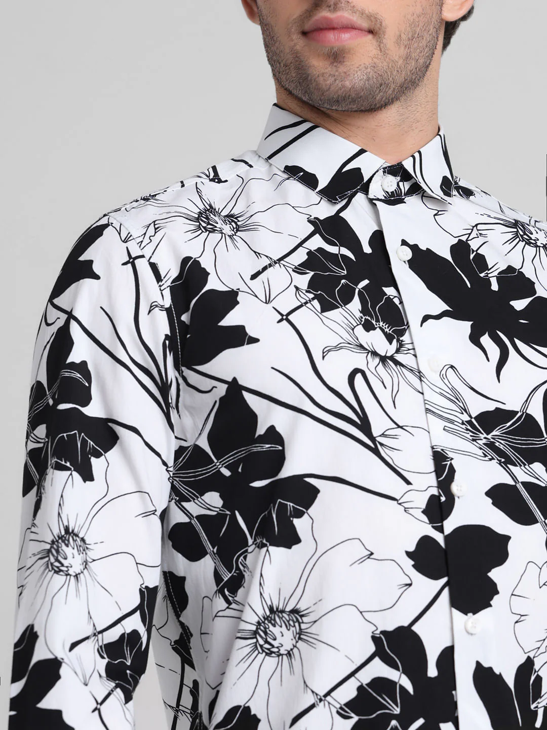 White Floral Print Shirt - Image 5