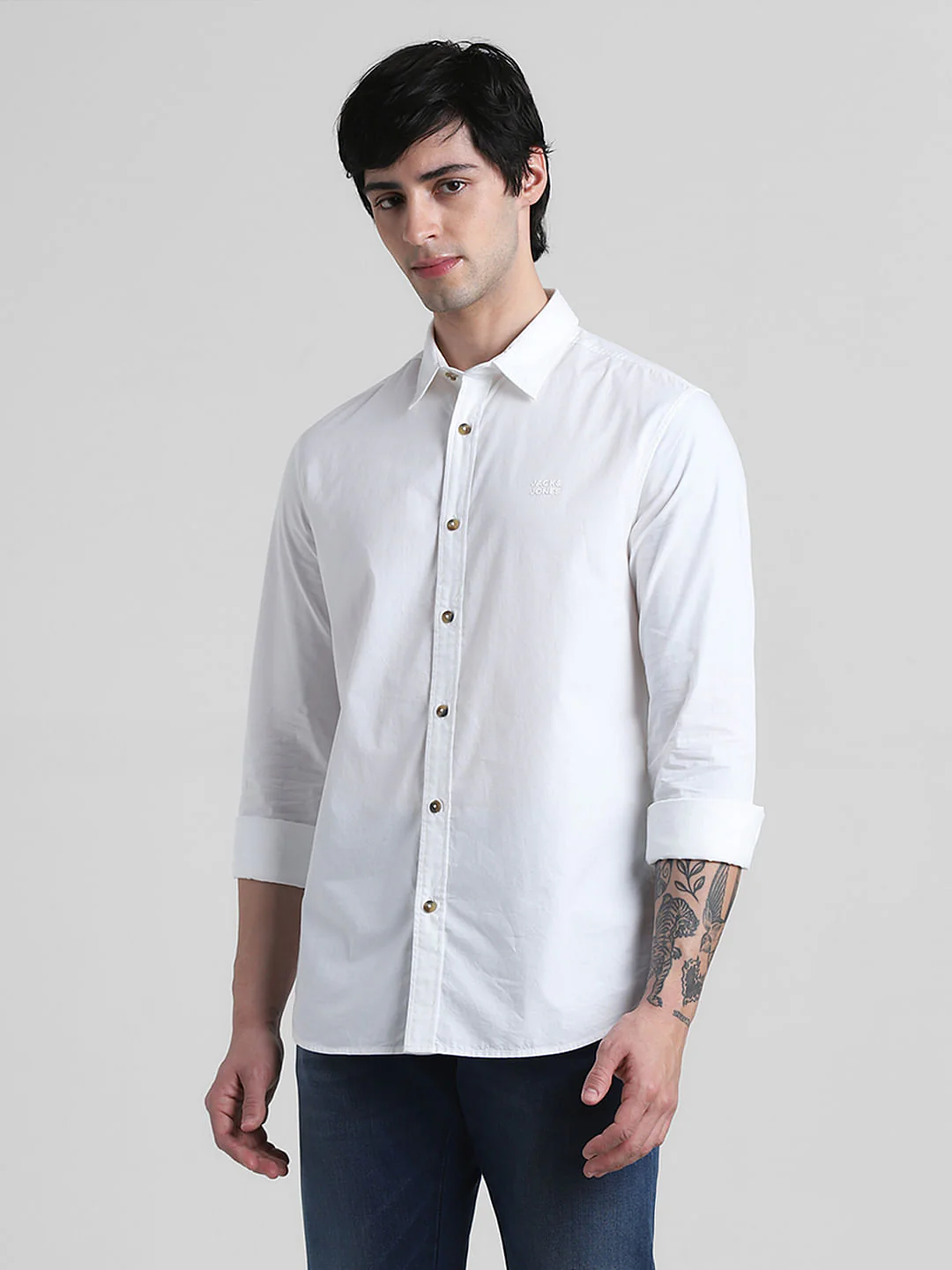 White Cotton Full Sleeves Shirt - Image 2