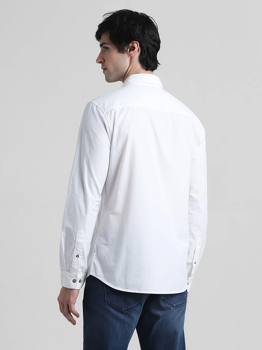 White Cotton Full Sleeves Shirt - Image 4