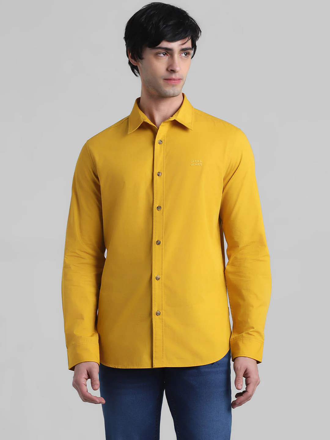 Mustard Cotton Full Sleeves Shirt - Image 2