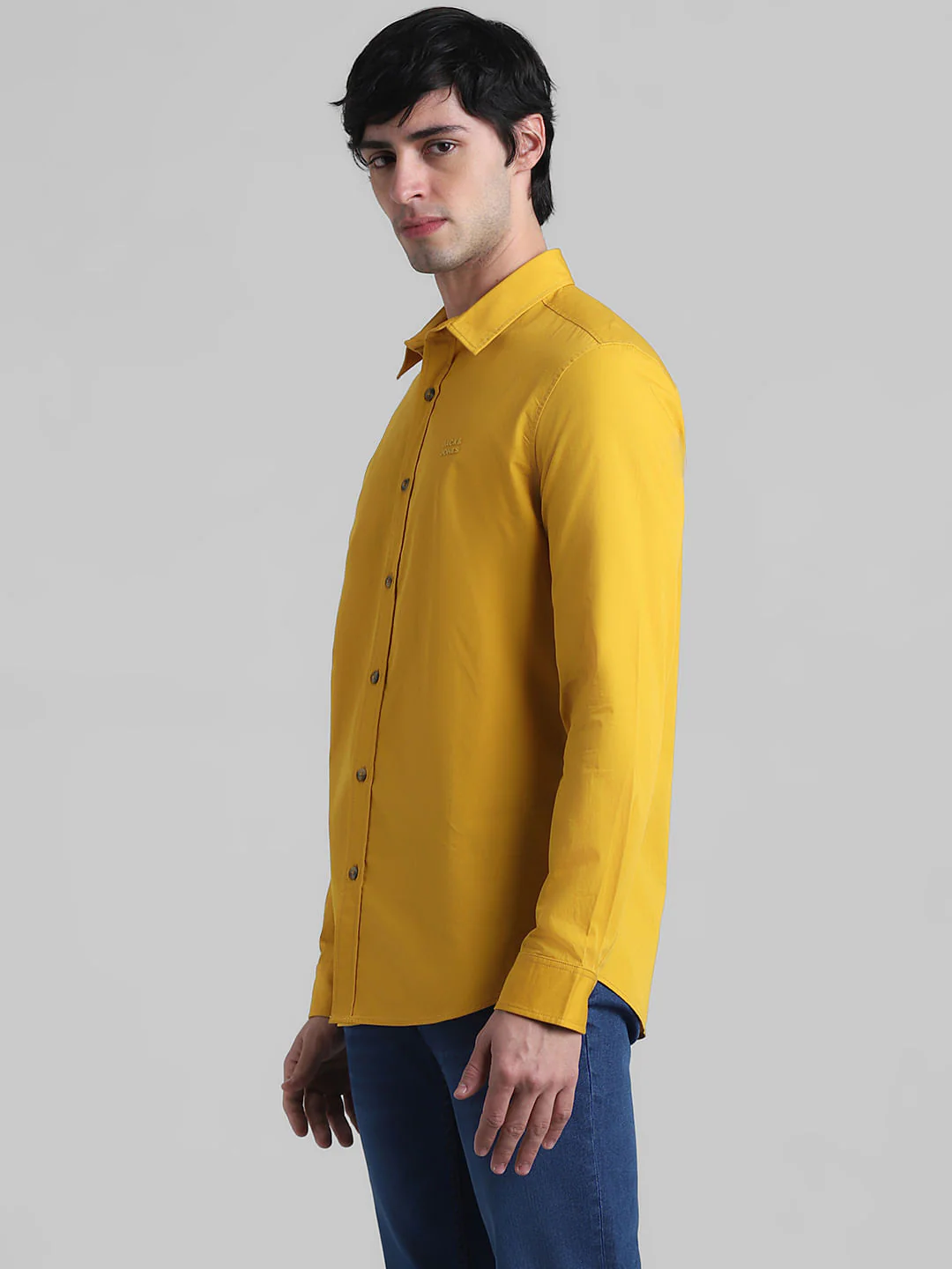 Mustard Cotton Full Sleeves Shirt - Image 3