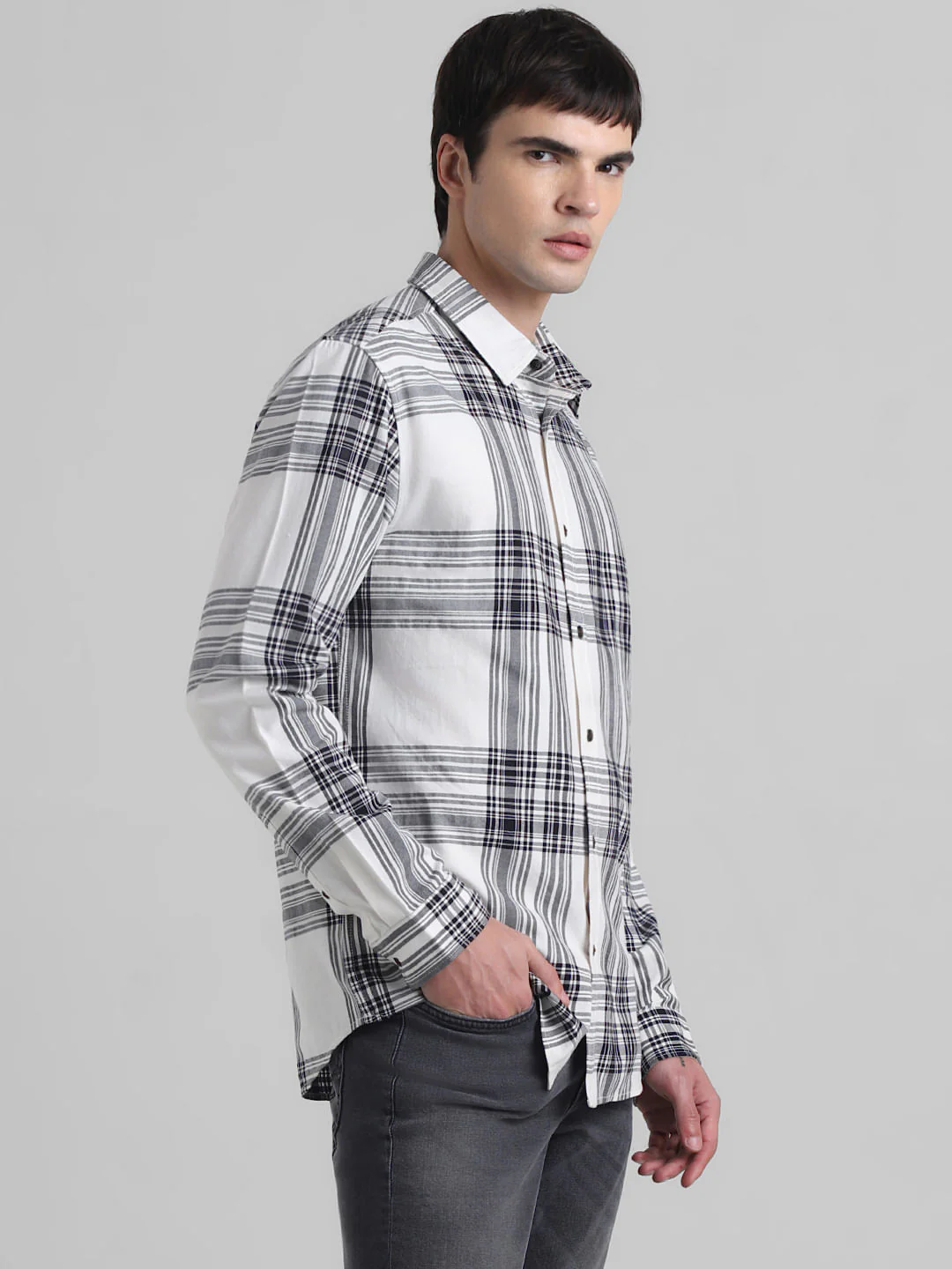 White Check Print Full Sleeves Shirt - Image 3