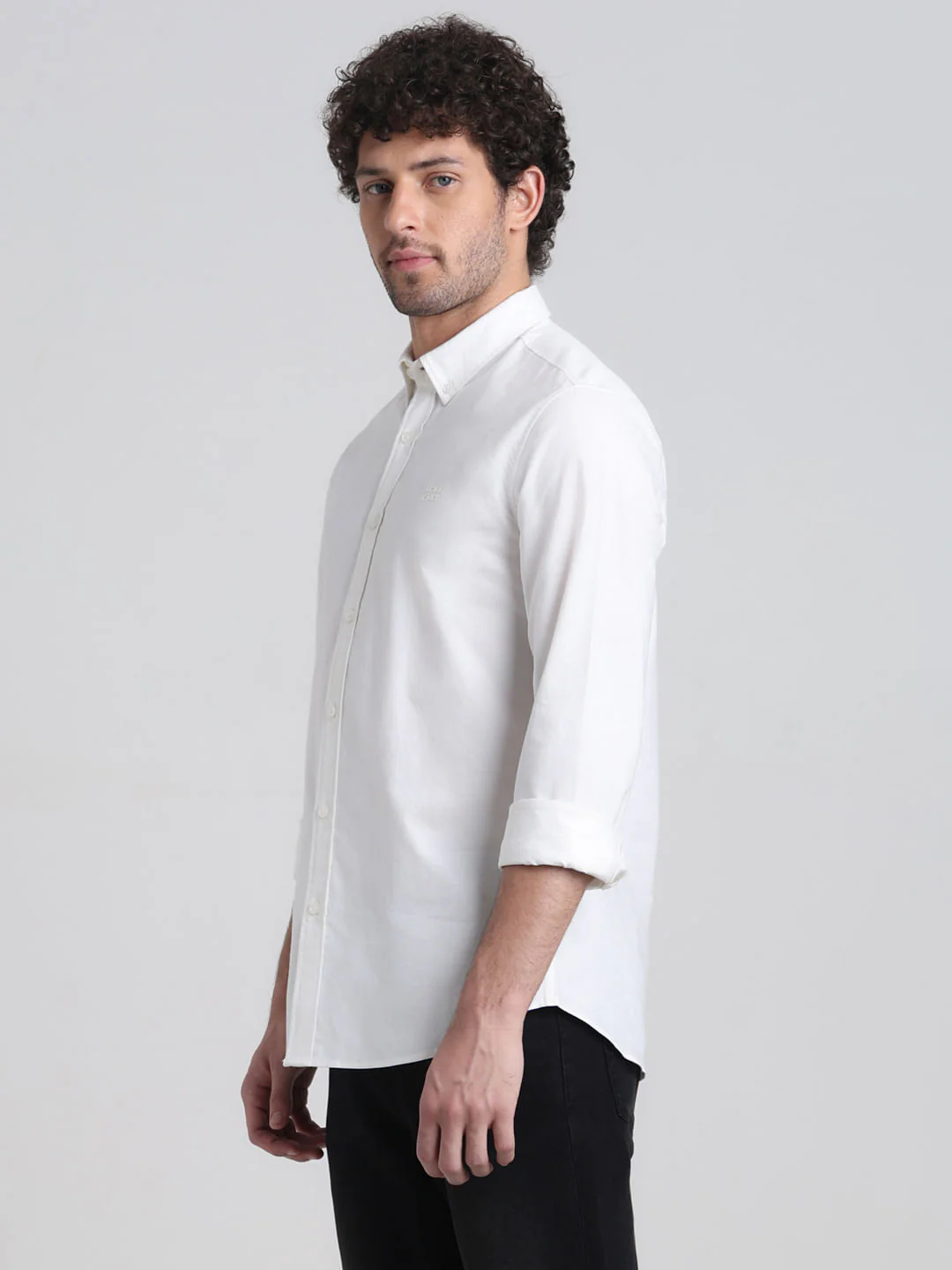 White Cotton Full Sleeves Shirt - Image 3