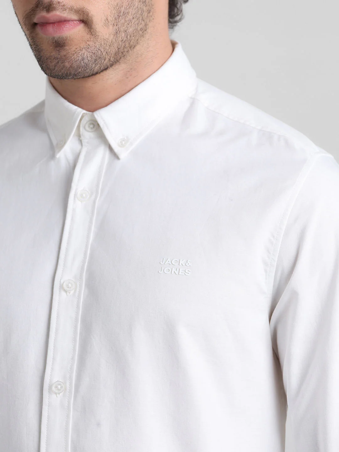White Cotton Full Sleeves Shirt - Image 5