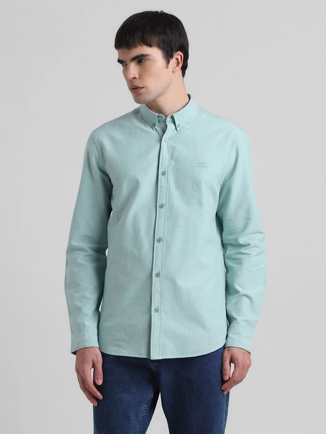 Green Cotton Full Sleeves Shirt - Image 2