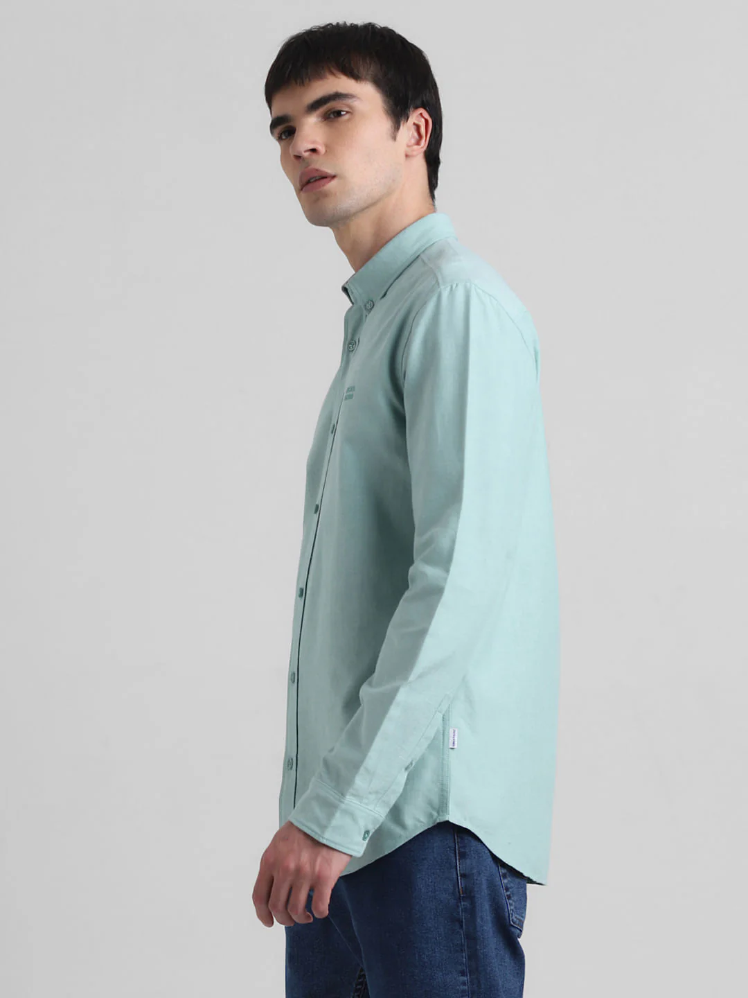 Green Cotton Full Sleeves Shirt - Image 3